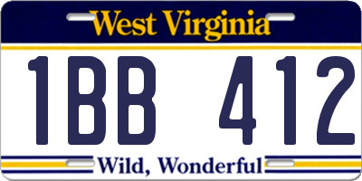 WV license plate 1BB412