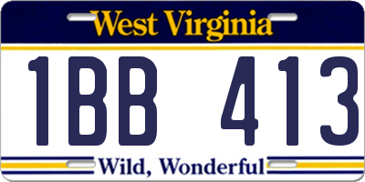 WV license plate 1BB413