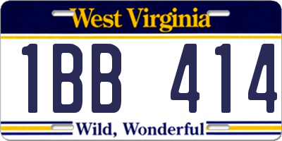 WV license plate 1BB414