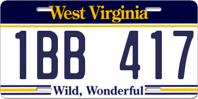 WV license plate 1BB417