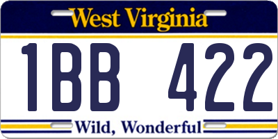 WV license plate 1BB422