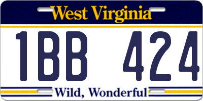 WV license plate 1BB424
