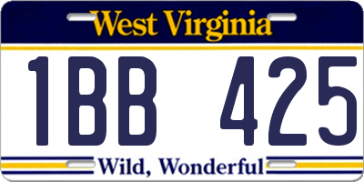 WV license plate 1BB425
