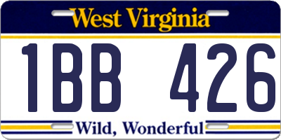 WV license plate 1BB426
