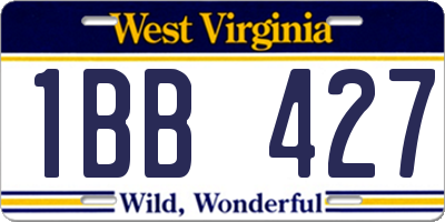 WV license plate 1BB427