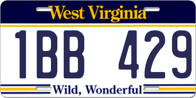 WV license plate 1BB429