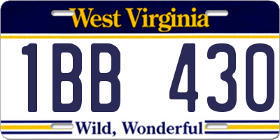 WV license plate 1BB430