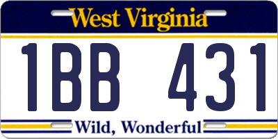 WV license plate 1BB431