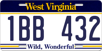 WV license plate 1BB432