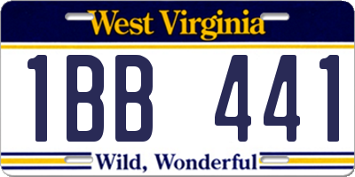 WV license plate 1BB441