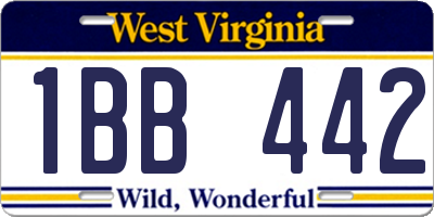 WV license plate 1BB442