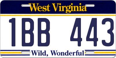 WV license plate 1BB443