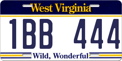 WV license plate 1BB444