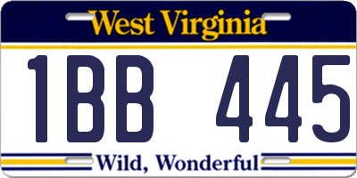 WV license plate 1BB445