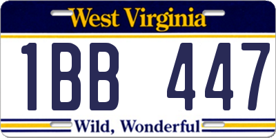 WV license plate 1BB447