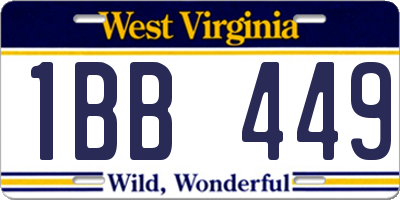 WV license plate 1BB449