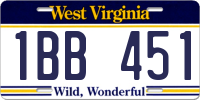WV license plate 1BB451