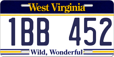 WV license plate 1BB452