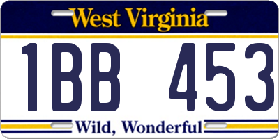 WV license plate 1BB453