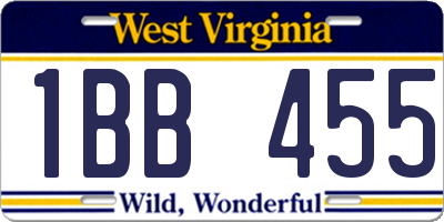 WV license plate 1BB455