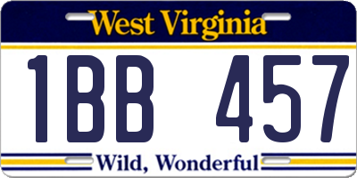 WV license plate 1BB457