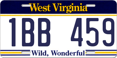 WV license plate 1BB459