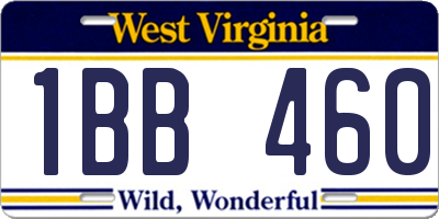 WV license plate 1BB460