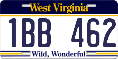 WV license plate 1BB462