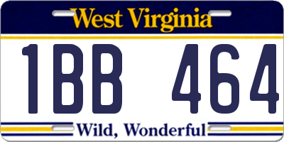 WV license plate 1BB464