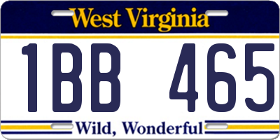 WV license plate 1BB465