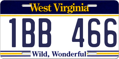 WV license plate 1BB466