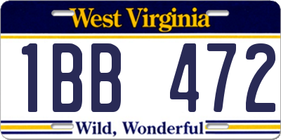 WV license plate 1BB472