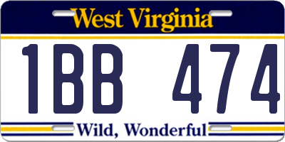 WV license plate 1BB474
