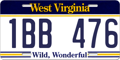 WV license plate 1BB476