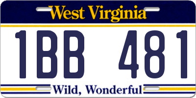 WV license plate 1BB481