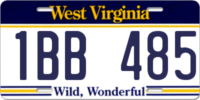 WV license plate 1BB485