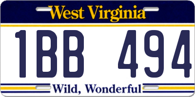 WV license plate 1BB494