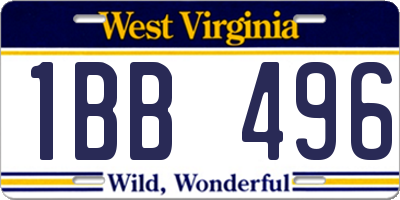 WV license plate 1BB496