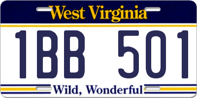 WV license plate 1BB501