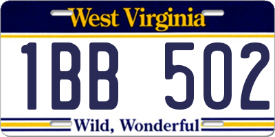 WV license plate 1BB502