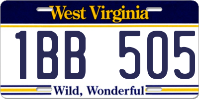 WV license plate 1BB505