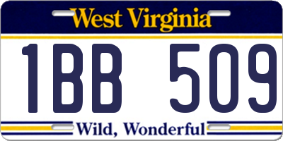 WV license plate 1BB509