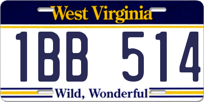 WV license plate 1BB514