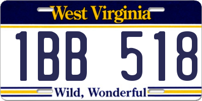WV license plate 1BB518