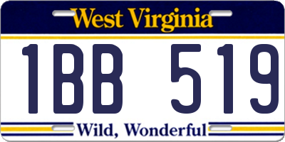 WV license plate 1BB519