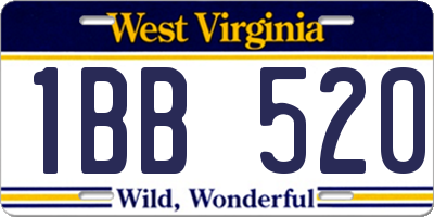 WV license plate 1BB520