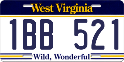 WV license plate 1BB521