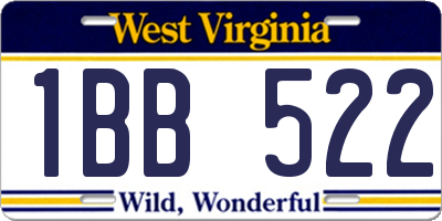 WV license plate 1BB522