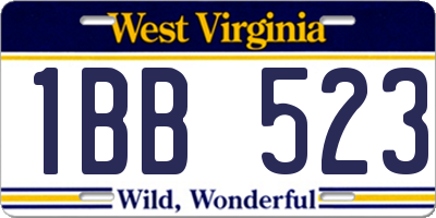 WV license plate 1BB523