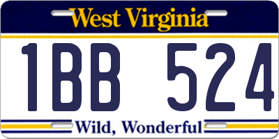 WV license plate 1BB524